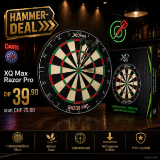 XQ Max Razor Pro dartboard, made of African sisal